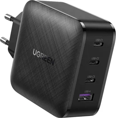 Produktbild von UGREEN USB-A+3xUSB-C 65W GaN Tech Fast Wall Charger EU Black