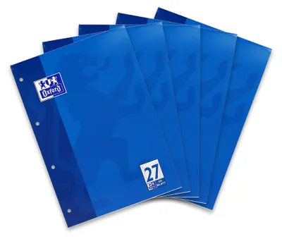 Immagine prodotto di 5x Oxford 100050352 Blocco note scuola Lin.27 A4 50 fogli 90 g/m² 4 fori