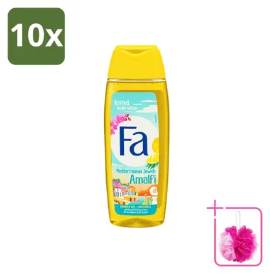 Obrázok produktu pre 10 kusov gélu na sprchovanie Fa Mediterranean Jewels Amalfi – Orchidea a citrus – 250 ml – balenie