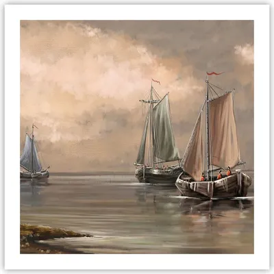 Produktbild von Poster - Poster ohne Rahmen - Meer Boot Fischer - 60x60 cm - Wand Bild - Wanddeko - Wandbilder - Kunstposter - Wandposter - Bilder - Kunstdruck - Wanddekoration - Wandbild - P2XAC60x60-3514