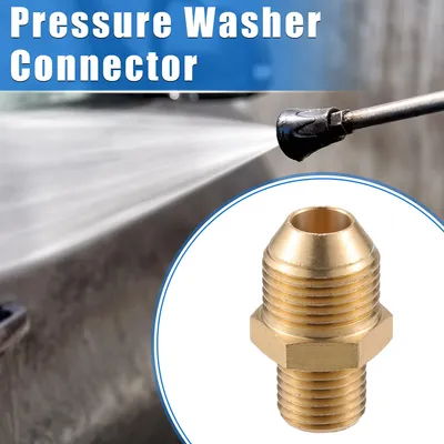 Image de Connecteur pour Nettoyeur Haute Pression, Adaptateur Mâle en Laiton M14x1.5 vers M18x1.5 Universel pour Raccord Rapide de Tuyau de Nettoyeur Haute Pression, Ton Cuivre en Laiton