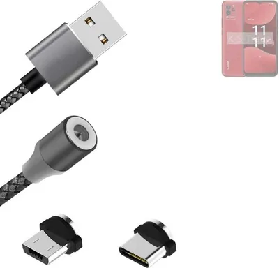 Produktbild von K-S-Trade Hochwertiges Magnet-Lade-kabel Sync-Kabel Daten-Kabel für Lava Blaze NXT mit USB-Typ-C-Anschluss und Micro-USB-Anschluss 2A bis zu 480mbps