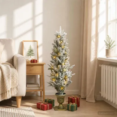 Obrázek produktu pro Mini vánoční stromek, výška 120 cm, 100 LED diod, teplá bílá barva, materiál: PVC a PE