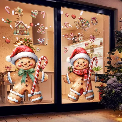 Lebkuchen-Fensteraufkleber 2 Stück 20x30 cm Weihnachtsdeko