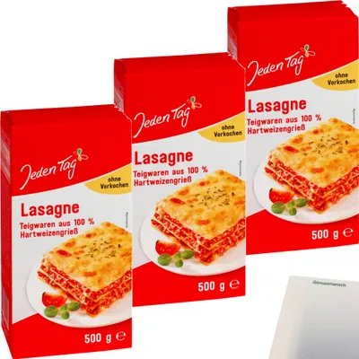 Produktbild von Jeden Tag Lasagne 3er Pack (3x500g Packung) + usy Block