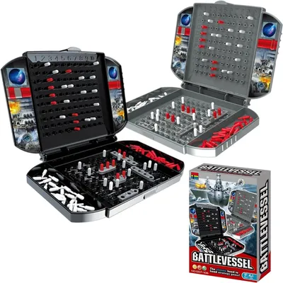 Produktbild von Seeschlachtspiel Brettspiel Schiffe versenken - Für 2 Spieler - 10 Schiffe - Ab 4 Jahren - Rot und Weiß - Für unterwegs