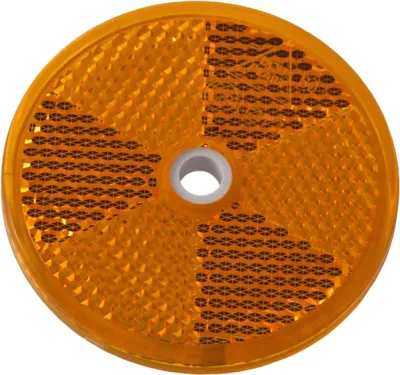 Produktbild von Oranger Reflektor 60 mm Rundreflektor Montageloch 5,3 mm Bolzenbefestigung E20 IA für Anhänger Trailer und Nutzfahrzeuge