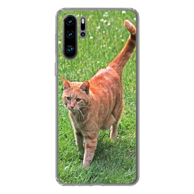 Produktbild von MuchoWow® Handyhülle Schutzhülle Hülle für Huawei P30 Pro Katze - Rot - Katze - Mädchen - Kinder - Jungen - Kind Silikon Softcase Handy Hülle - Schutzdeckel