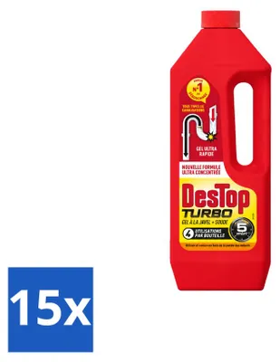 Produktbild von 15 x Destop Turbo Gel Rohrreiniger 1 L - Vorteilspackung - 15 Stücke