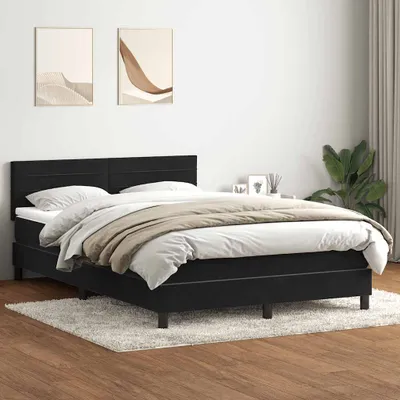 Zdjęcie produktu dla Maison Exclusive - Łóżko kontynentalne z materacem, czarne, 160x210 cm, aksamit