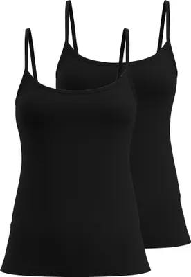 Produktbild von CALIDA Damen Spaghettitop 2er Pack - Essential Baumwolle, Unterhemd, Top, Jersey, einfarbig Schwarz L (48/50)