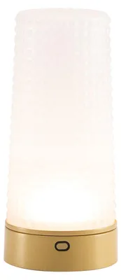 Image de Zafferano Soffio - Lampe De Table Led Rechargeable Ip65, Variateur, Sans Fil, Autonomie 10 H, Verre Soufflé Sablé Or Mat