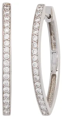 Produktbild von Ohrringe Creolen 37mm spitzoval dünn 925 Silber Zirkonia Ohrschmuck Damen