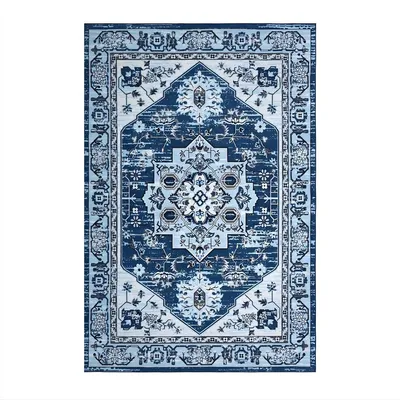 Produktbild von Waschbarer Wohnzimmer Teppich 160x230 cm – Antirutsch & Weich – Blau – Modernes Flachgewebe Wohnzimmerteppich