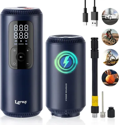 Obrázek produktu pro Lerway Přenosný vzduchový kompresor 150pSL, mini pumpa pro elektrické kolo, 5700mAh, digitální LCD displej, dobíjecí