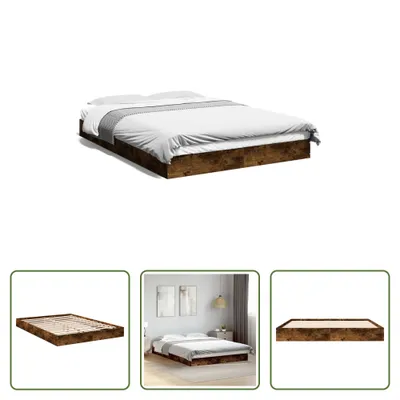 Produktbild von The Living Store Bettgestell Räuchereiche 140x200 cm Holzwerkstoff