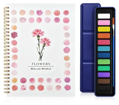 Productafbeelding van Aquarell Arbeitsbuch - Mit Anleitung für Blumenmotive - Malbuch Komplettset für Anfänger