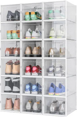 Produktbild von Mondeer Schuhboxen 12er Set Aufbewahrungsboxen Größe 44 Schuh-Organizer Schuhschrank Schuhregal Schuhaufbewahrung