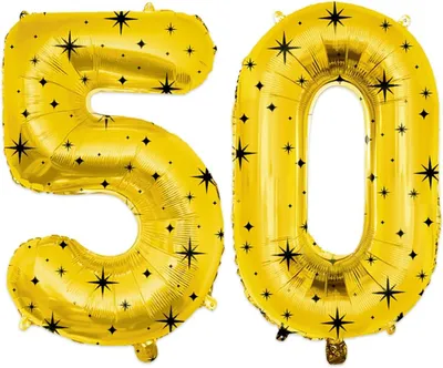 Produktbild von Folieballon 50, gold-schwarz, ca. 80 cm, für Geburtstagsfeiern