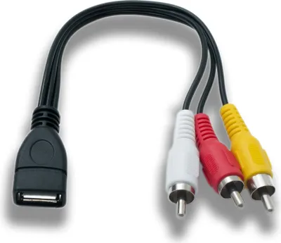 Produktbild von SYSTEM-S Cinch RCA Kabel 20 cm 3 polig Stecker zu USB 2.0 Typ A Buchse Audio