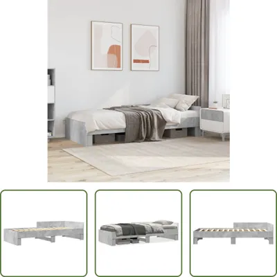 Produktbild von The Living Store Bettgestell Betongrau 90x200 cm Holzwerkstoff