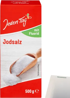 Produktbild von Jeden Tag Jodsalz mit Fluorid (500g Packung) + usy Block