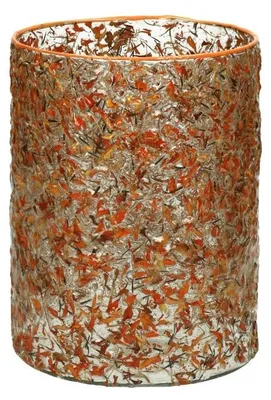 Zdjęcie produktu dla Lampion szklany Pomax Margha, kolor pomarańczowy, średnica 16 cm, wysokość 20 cm
