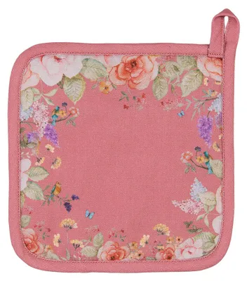 Produktbild von Clayre & Eef Topflappen 20x20 cm Rosa Baumwolle Blumen