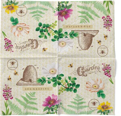 Produktbild von Tissue Serviette Bee-Keeping, 33 x 33 cm, 3-lagig, 100 Stück - Mank - Natur Bienen Honigbienen