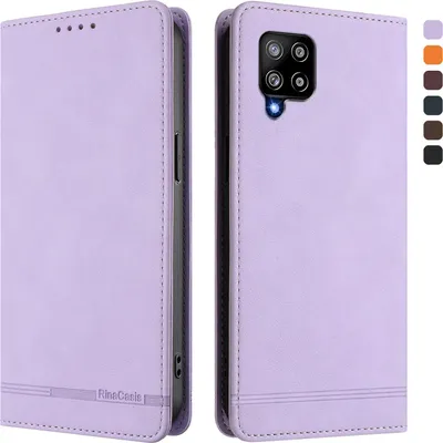 Image de Etui pour Samsung Galaxy A42 5G, étui rétro en cuirPolyuréthaneavec support et fentes pour cartes de crédit Violet