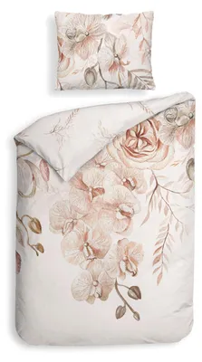 Produktbild von Heckettlane Pioggia Bettbezug - 135x200 cm – Baumwoll-Satin – Hochwertige Bettwäsche mit motiv – Weich - Atmungsaktiv und Hautfreundlich – inkl. 80x80 cm Kissenbezug – Beige