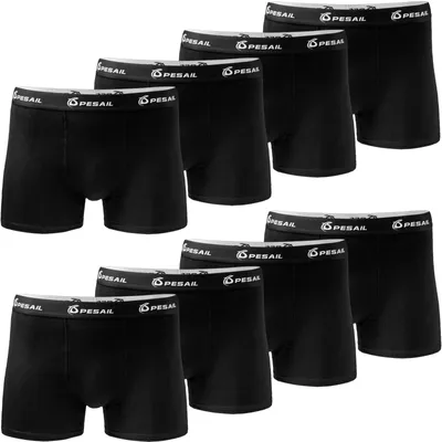 Produktbild von PESAIL Jungen Boxershorts, Gr. 122-128, 10 Unterhosen, Gr.110 bis 176, aus Baumwolle, Bequeme Retroshorts für Kinder, Unterwäsche ohne kratzenden Etiketten, Farbmix 5