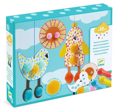 Imagen del producto de Kit creativo para colorear con pompones y lentejuelas, Djeco