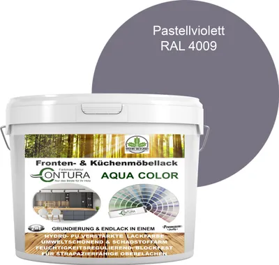 Produktbild von 2 Liter + Anlauger - Contura Küchenmöbellack RAL Möbellack SEIDENMATT SET Möbelfarbe Holzlack Buntlack Küchenlack - RAL 4009 Pastellviolett