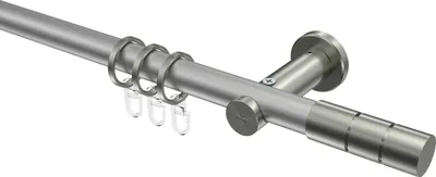 Produktbild von Interdeco Gardinenstange / Vorhangstange Silbergrau / Edelstahl-Optik, Typ Platon Elanto (Rillenzylinder), 20 mm Ø 1-läufig, 540 cm