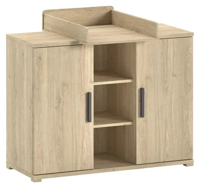Produktbild von Wickelkommode >Sam< in Eiche Melamin Nachbildung - 115,5x99x72,2 (BxHxT)