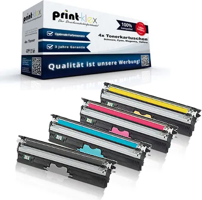A box of toner cartridges and four toner cartridges.