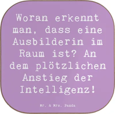 Produktbild von Mr. & Mrs. Panda Untersetzer für Gläser Spruch Ausbilderin Intelligenz - Lavendeltraum - Geschenk, Fachkräfte, Witz, kreative Geschenke, Berufe, Beruf, Coaster, Handwerk