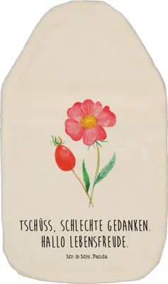 Produktbild von Mr. & Mrs. Panda Wärmflasche Blume Hagebutte - Weiß - Geschenk, gummi, Lebensfreude, naturkautschuk, Garten, Wärmflaschen, Schlechte Gedanken, Wärmekissen