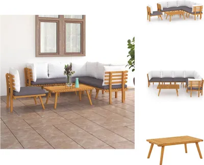 Produktbild von vidaXL 7-tlg. Garten-Lounge-Set mit Kissen Massivholz Akazie -  Gartenmöbel-Sets