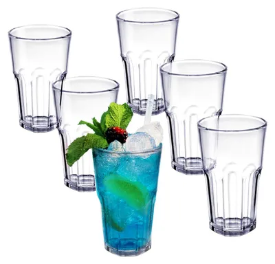 Produktbild von DoimoFlair Cocktailglas Graniti 30 cl aus Acryl Hartes Kunststoff Plastik Mehrwegbecher Transparent Set 6 Stück