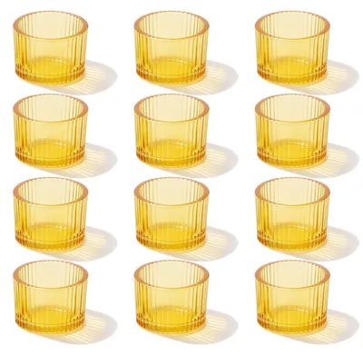 12 goldene Teelichtgläser aus Glas für Tischdekoration
