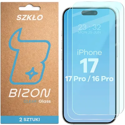 Produktbild von Gehärtetes Glas für iPhone 17 / 17 Pro / 16 Pro, Bizon Glass Clear Duo, 2 Stück