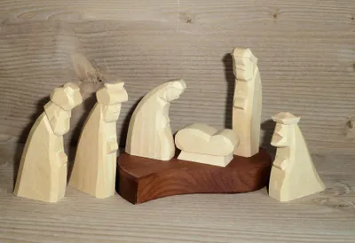 Produktbild von Holzfiguren Krippenfiguren 6-tlg natur Höhe 5cm NEU