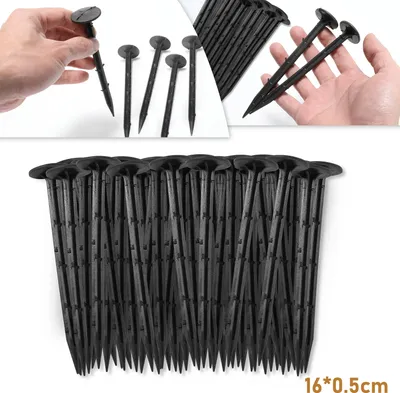 Image de set de 800 piquets en plastique, ancrage pour fixer le tissu de sol, ancrage de fixation pour le sable, la terre & la prairie, noir