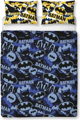 Obrázok produktu pre Batman - Maskáčový vzor - Súprava posteľnej bielizne AG723 (jednolôžko) (modrá/žltá/čierna)