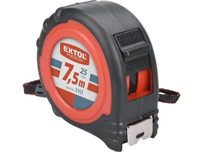 Obrázek produktu pro Měřící pásmo Extol Premium 7,5 m s funkcí 2x STOP, gumový kryt