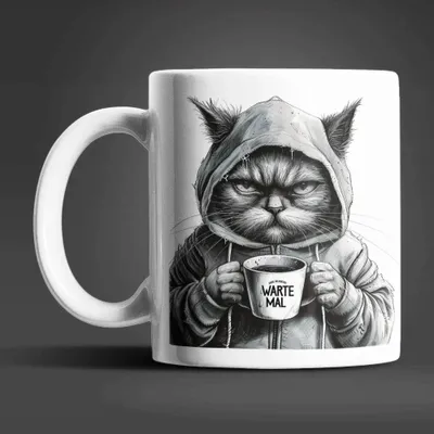 Produktbild von Katze im Hoodie witzige Keramik Kaffeetasse Teetasse Tasse Geschenke