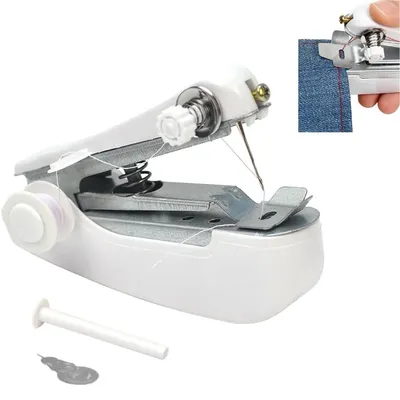 Produktbild von Mini Nähmaschine, Handnähmaschine, Tragbare Nähmaschine, zum Nähen von Kleidung, Weiß