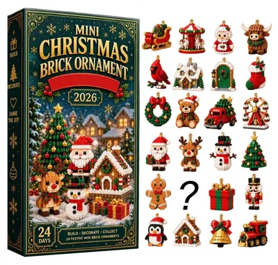 Produktbild von 3D 24 Tage Mini Adventskalender Mit Weihnachtsbaumschmuck Aus Bausteinen